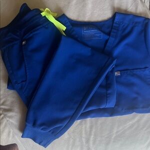 Figs Electric Blue scrub set
